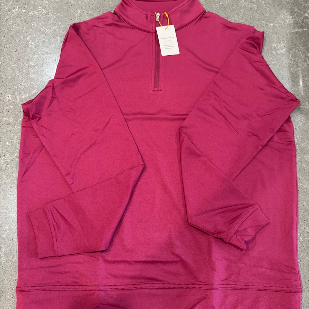 NWT Peter Millar Pomegranate Quarter-Zip Pullover